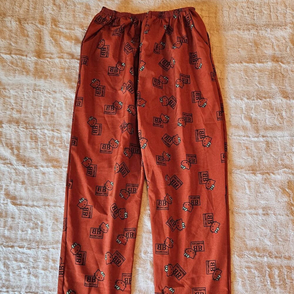 BALENCIAGA HELLO KITTY Womens Rust Lightweight Lounge Pants with Pockets No Tags